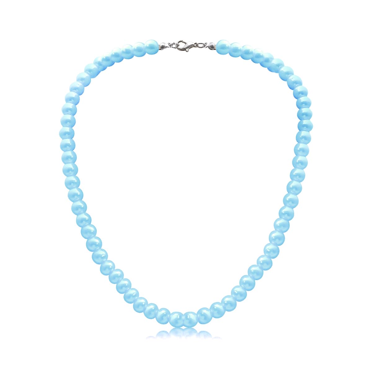 8mm Pearl Choker Necklace Multicolor 1920s Dainty Beads Necklace Costume Prom Party Statement Jewelry for Women-light blue
