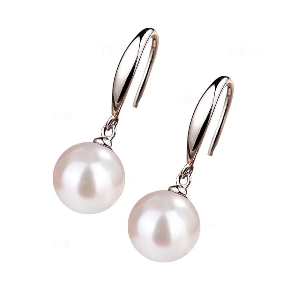 Ocean Pearl Dangle Earrings Natural Shell Beads Drop Earrings Fashion Jewelry for Women-12mm White