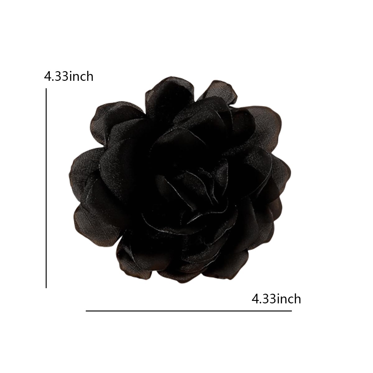 Elegant Large Cloth Flower Brooches Big Camellia Flower Pin for Women Dainty Cloth Fabric Rose Brooches Dress Skirt Scarf Hat Pins Clothing Decoration Accessories (Black)