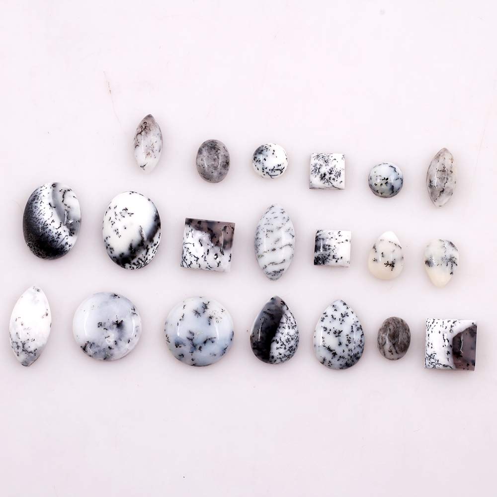 Natural Dendrite Opal 925 Silver Plated Dangle Earrings for Women - Round Shape White Black Color Gemstone October Birthstone Handmade Jewelry Earrings - Birthday Gift for Her