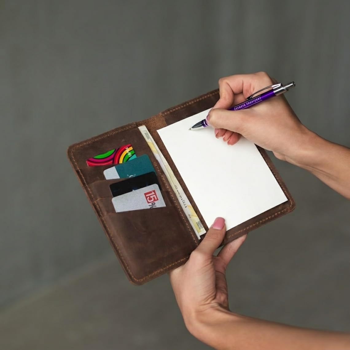 TORAKIP Leather Checkbook Cover ā Slim Checkbook Holder with Credit Card Slots, Genuine Leather Checkbook Wallet Organizer for Men & Women (Checkbook Not Included), Brown
