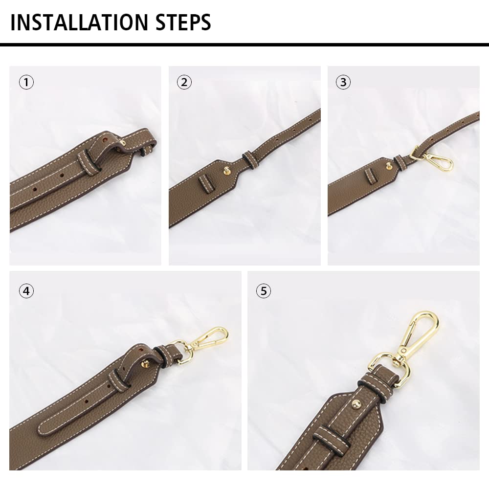 MOISTRI Grain Leather Purse Strap Adjustable Crossbody Replacement Straps for Handbags Monk Head Screws Detachable Gold Clasps Short Black
