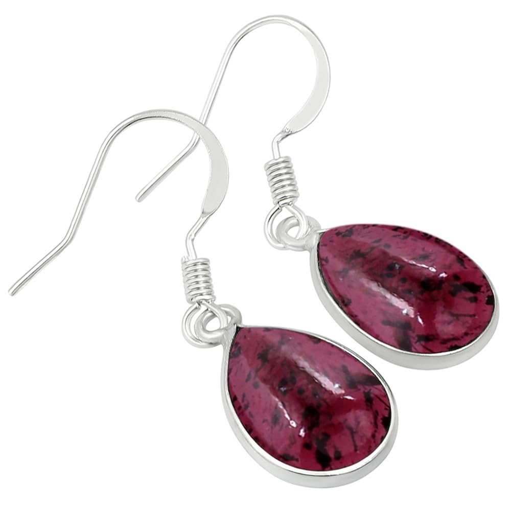 Natural Garnet Sterling Silver Plated Dangle Earrings for Women - Red Stone Teardrop Shape January Birthstone Handmade Drop Earrings Jewelry - Perfect for Anniversaries Wedding