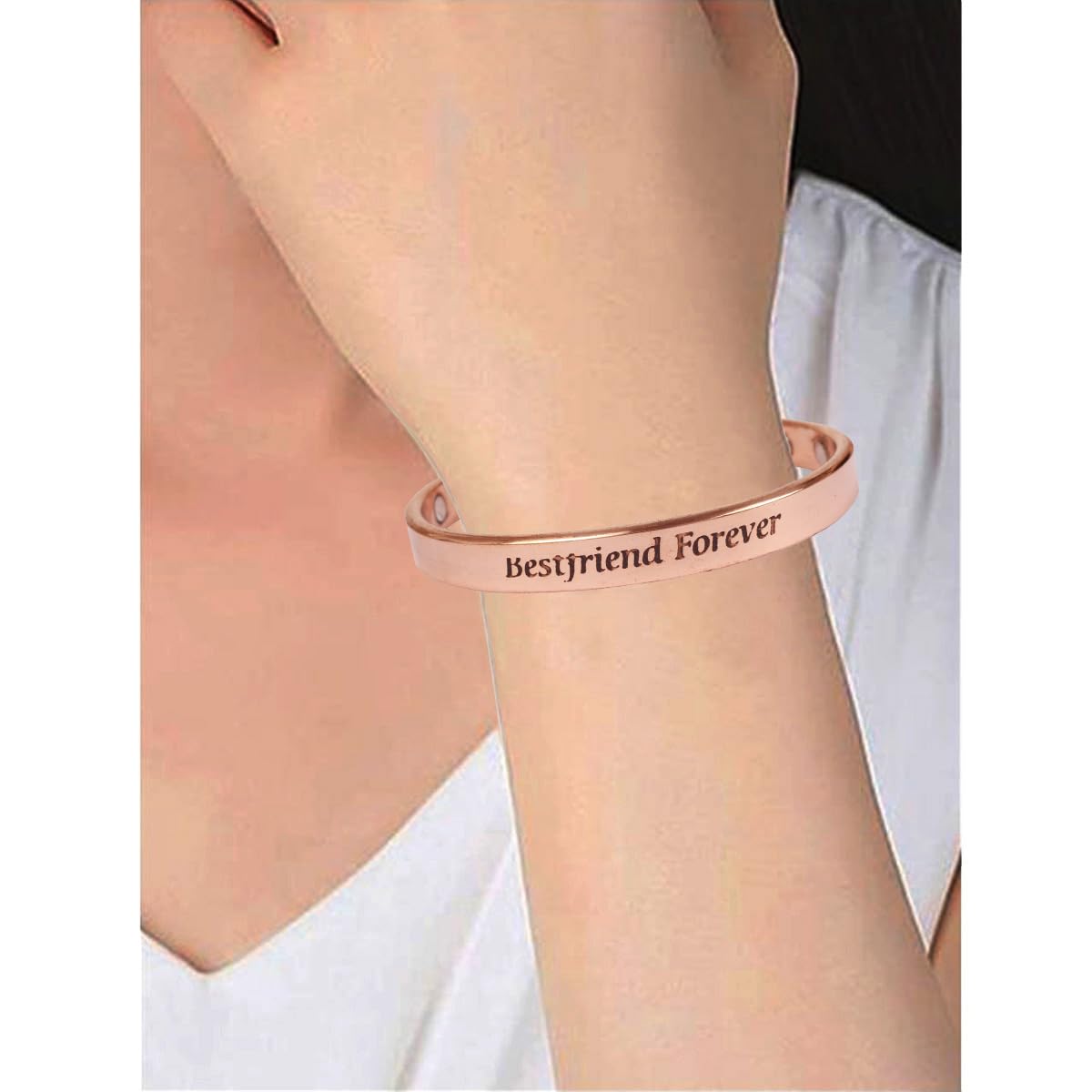 Touchstone Inspirational Copper Engraved Magnetic Bracelets for Women-Personalized Jewelry Gifts for Best Friend/Mom/Daughter/Sister - Adjustable Bracelet in a Gift Box Bestfriend Forever