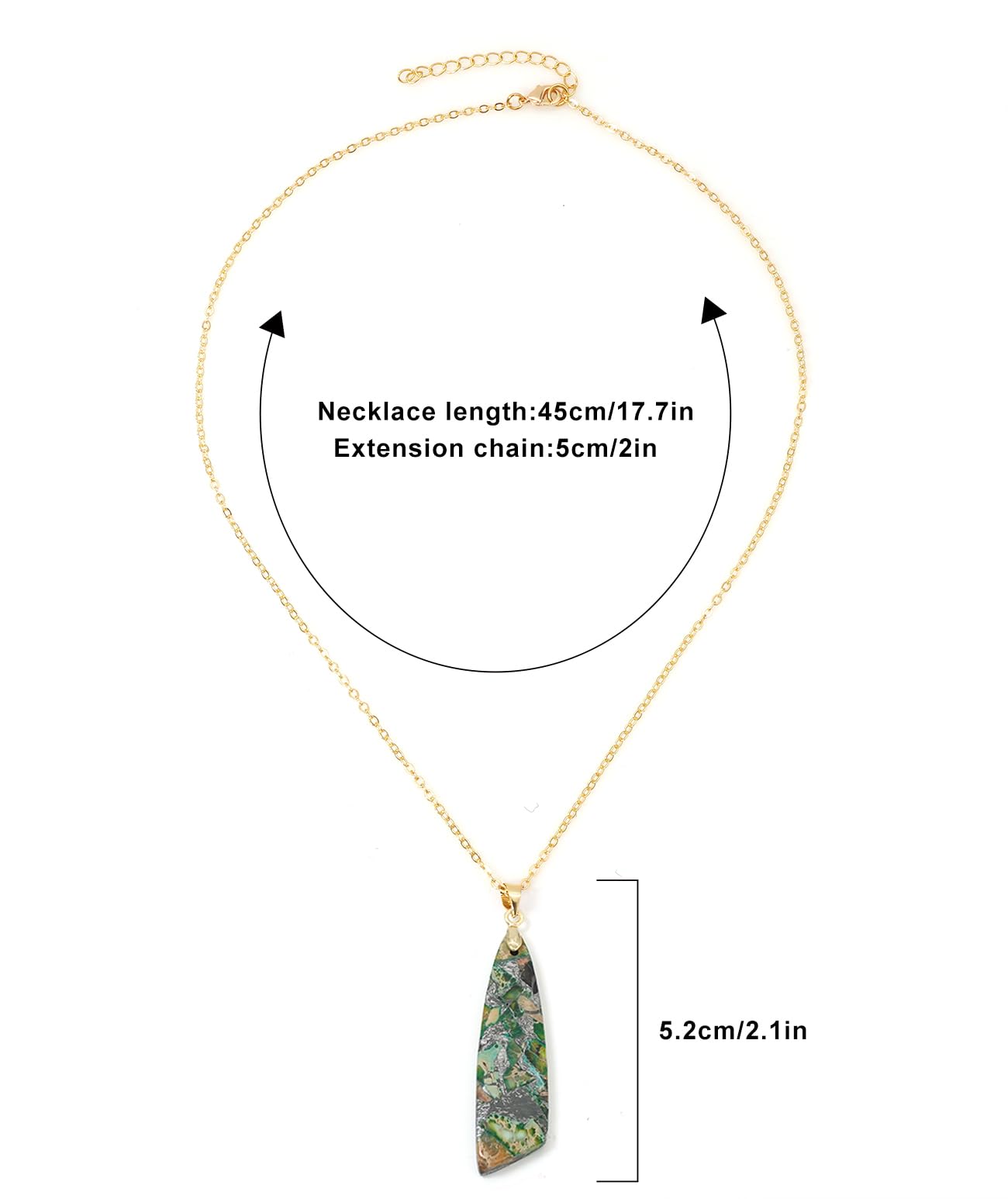 Wovanoo Nature Stone Necklaces for Women Boho Gemstone Pendant Necklace 18K Gold Chain Necklaces Green Gold