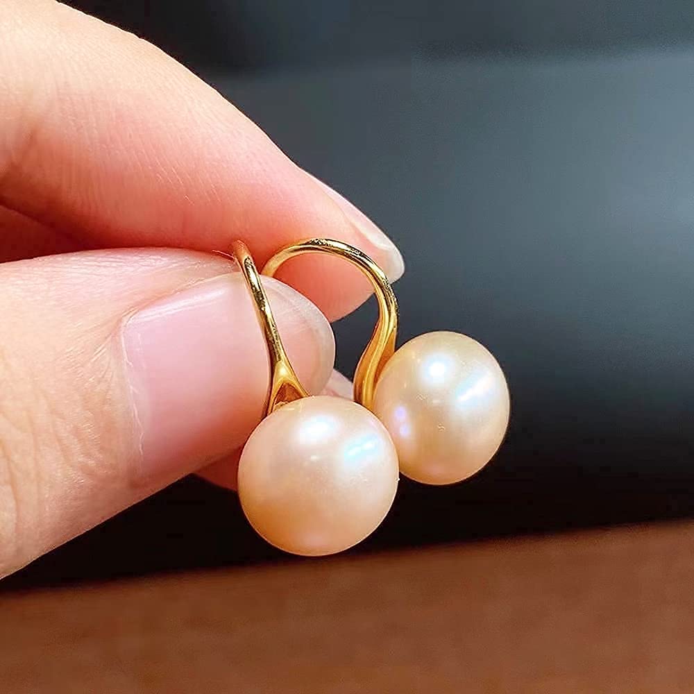 Alevel 9-10mm Freshwater Cultured Pearl, 14K Gold Plated 925 Sterling Silver Dangle Hook Earrings, Women Gifts