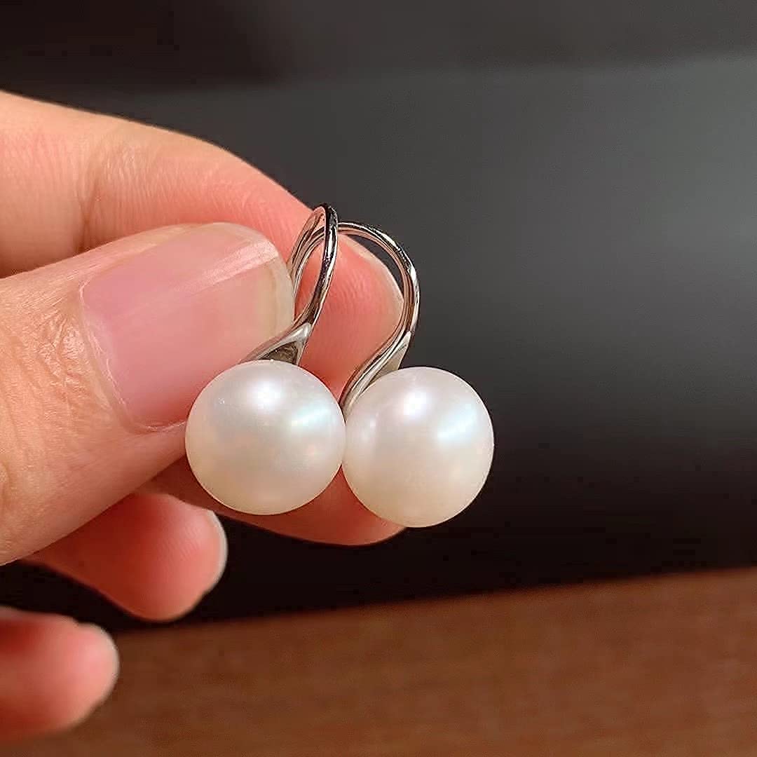 Alevel 10-11mm Freshwater Cultured Big Pearl, 925 Sterling Silver Dangle Hook Earrings, Women Gifts