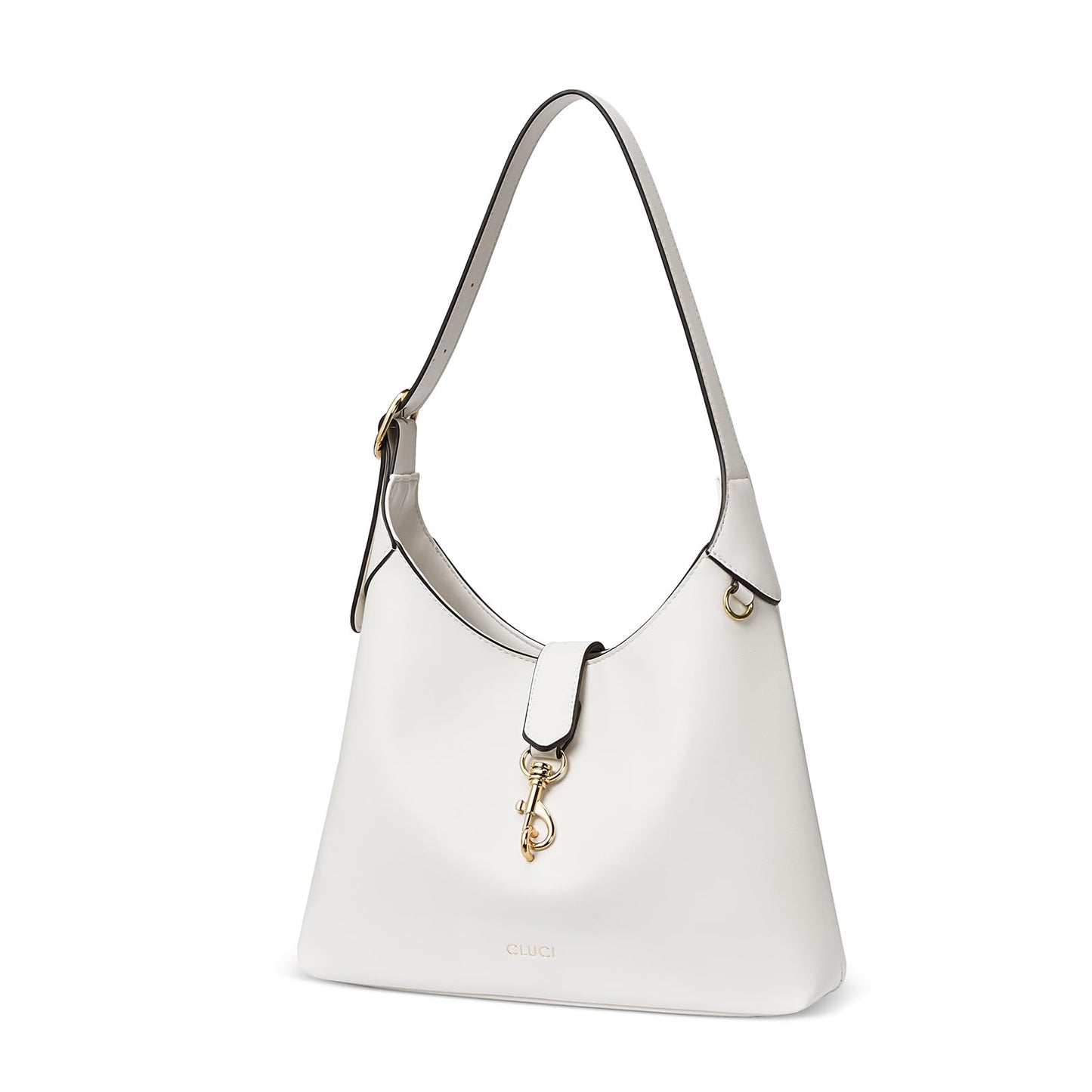 CLUCI Womens Purses and Handbags, Soft Vegan Leather Hobo Bags with Adjustable Strap, Lightweight Slouchy Shoulder Bag White