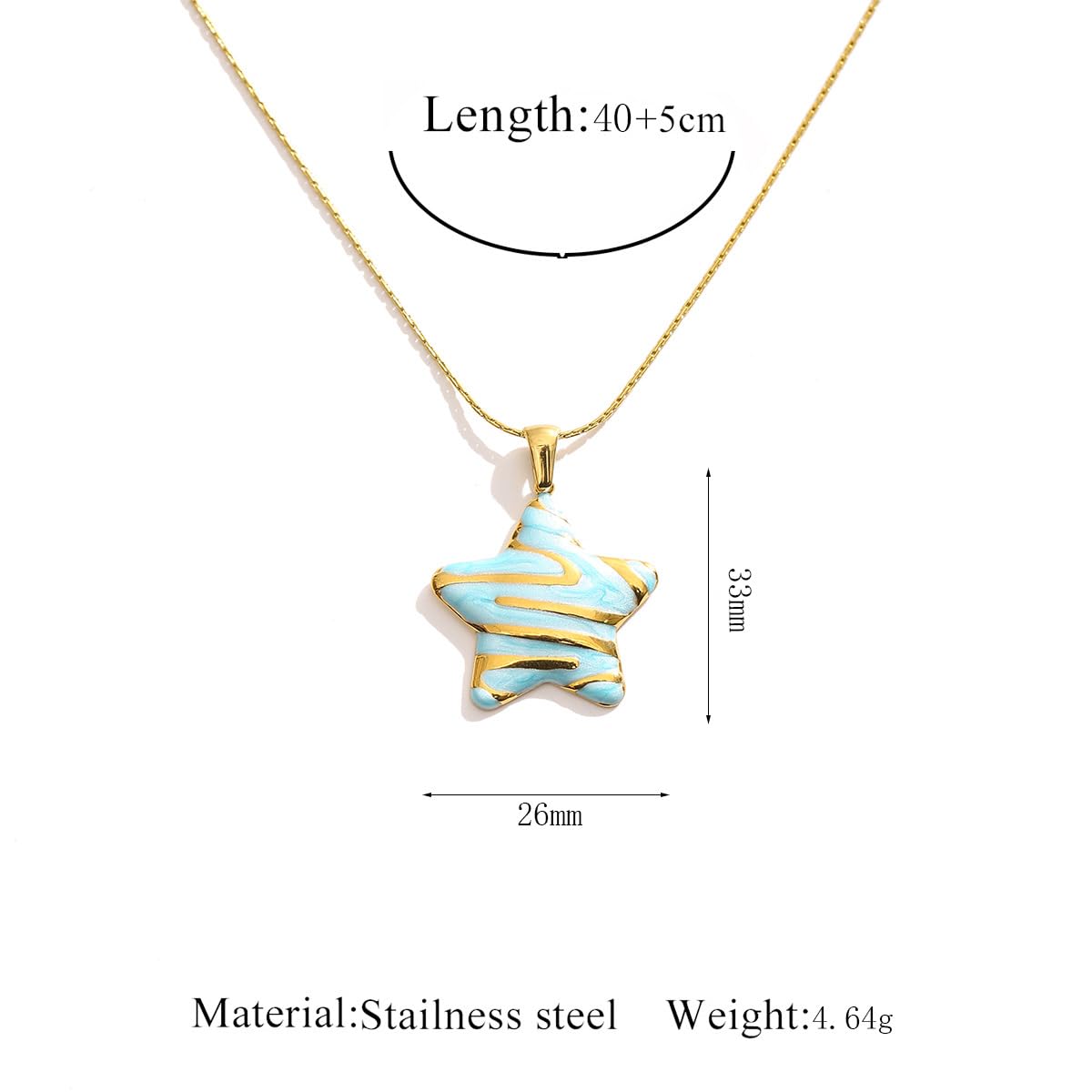 HWJQ Boho Starfish Choker Necklace Enamel Starfish Star Pendant Necklace Stainless Steel Sea Star Necklaces for Women Beachy Jewelry