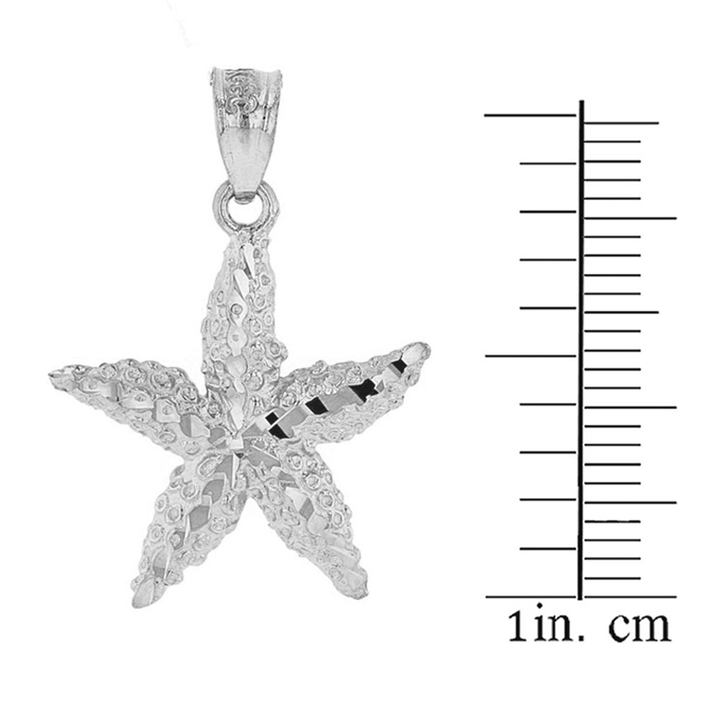 925 Sterling Silver Starfish Sea Star Pendant Necklace, 18"