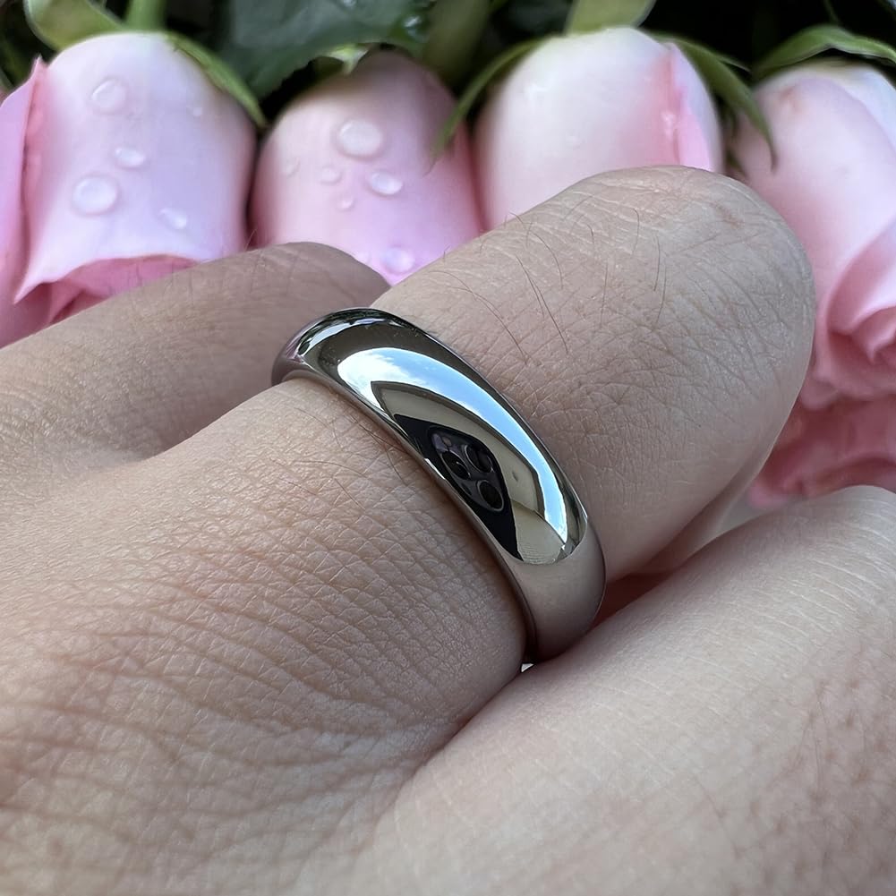 TUTISS 5mm Tungsten Carbide Rings for Men Women Engagement Wedding Bands Domed Polished Shiny Comfort Fit Size 12
