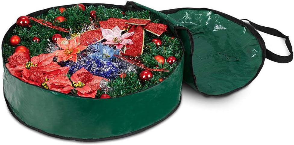 ProPik Christmas Wreath Storage Bag - Heavy Duty Tear Resistant Holiday Container | 36” x 8” (Green)