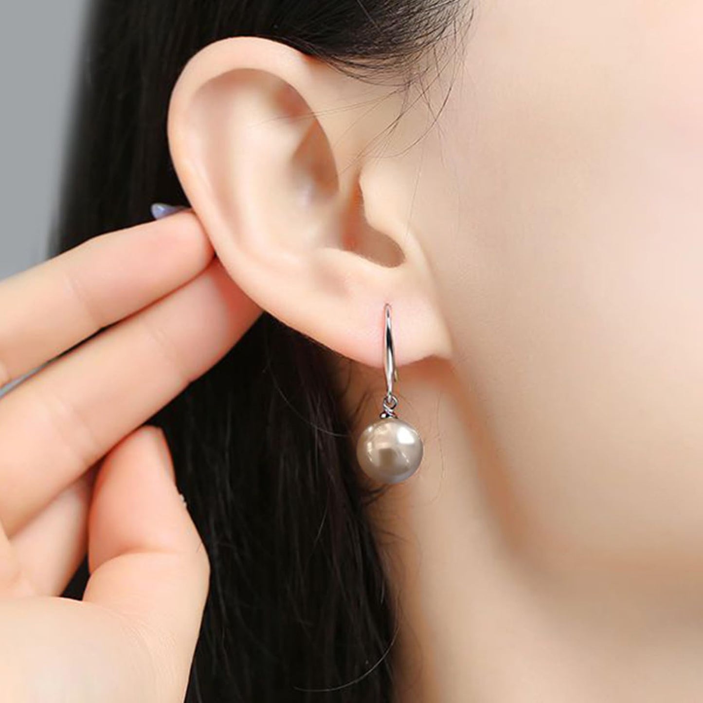 12mm Natural Ocean Pearl Freshwater Cultured Colorful Simulated Beads Drop Dangle Earrings Elegant Birthday Wedding Party Costume Prom Statement Jewelry for Women-champagne