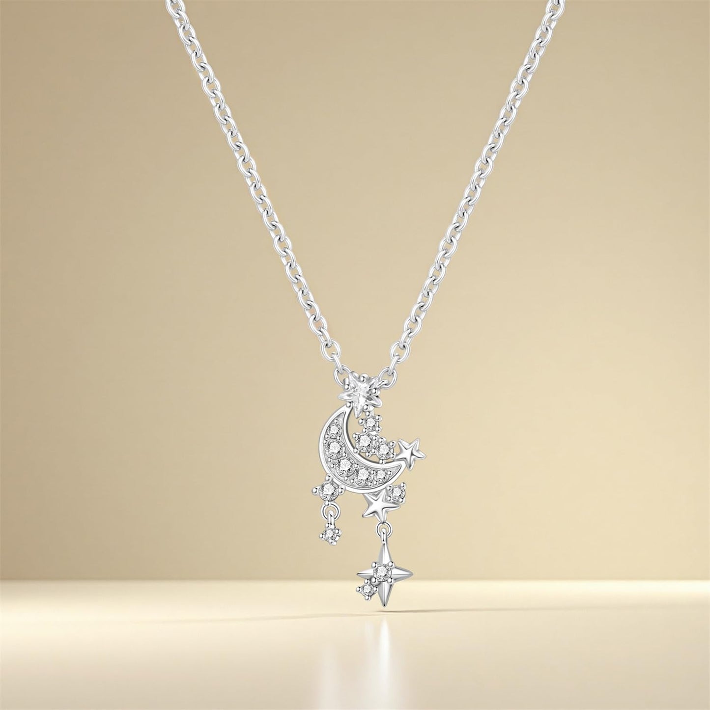 MISEFF 925 Sterling Silver Fashion Pendant Necklace for Women,Fashion Jewelry, 18K Gold Plated, Advanced Retro Series Link Chains ,Basic Multifunctional Accessories Suitable for Multiple Occasions and Daily Wear (Starry Sky)