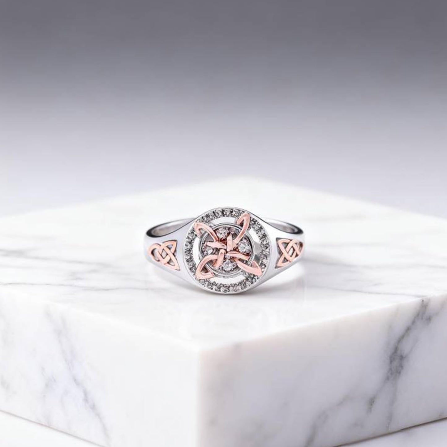 diyebof Women‘s Rings Copper Geometric Band Rings With Two Tone Zircon Accents Designed For Professional And Social Event In Sizes 6 To 10 (7)