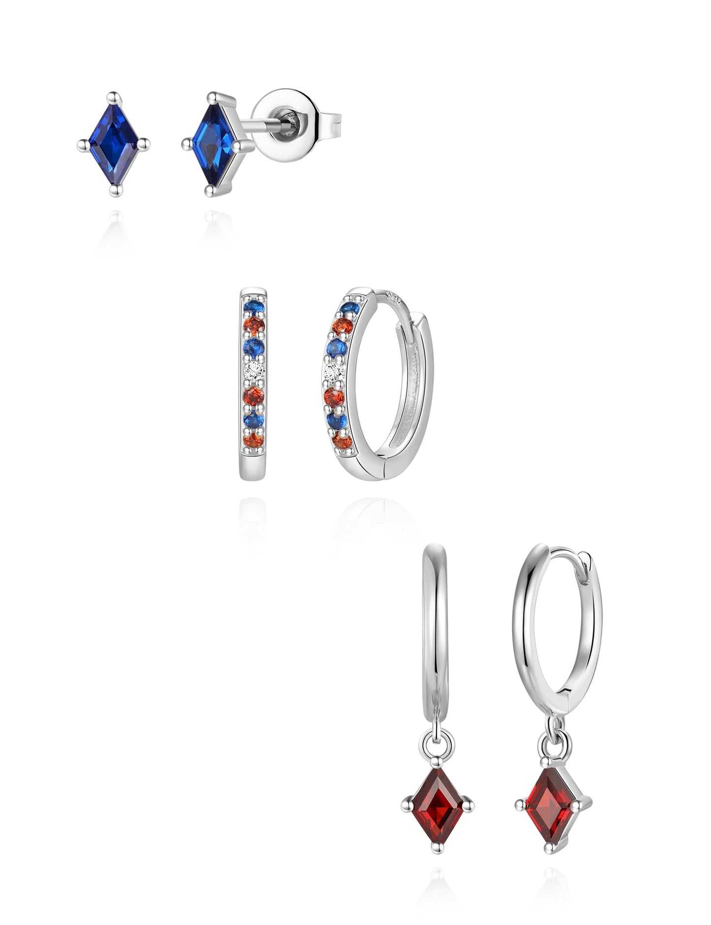 Angelady 4th of July Earrings Set for Women Patriotic American Flag Earring USA Dangle Earrings Red White Blue American Flag Huggies Hoop Earring Independence Day Gifts