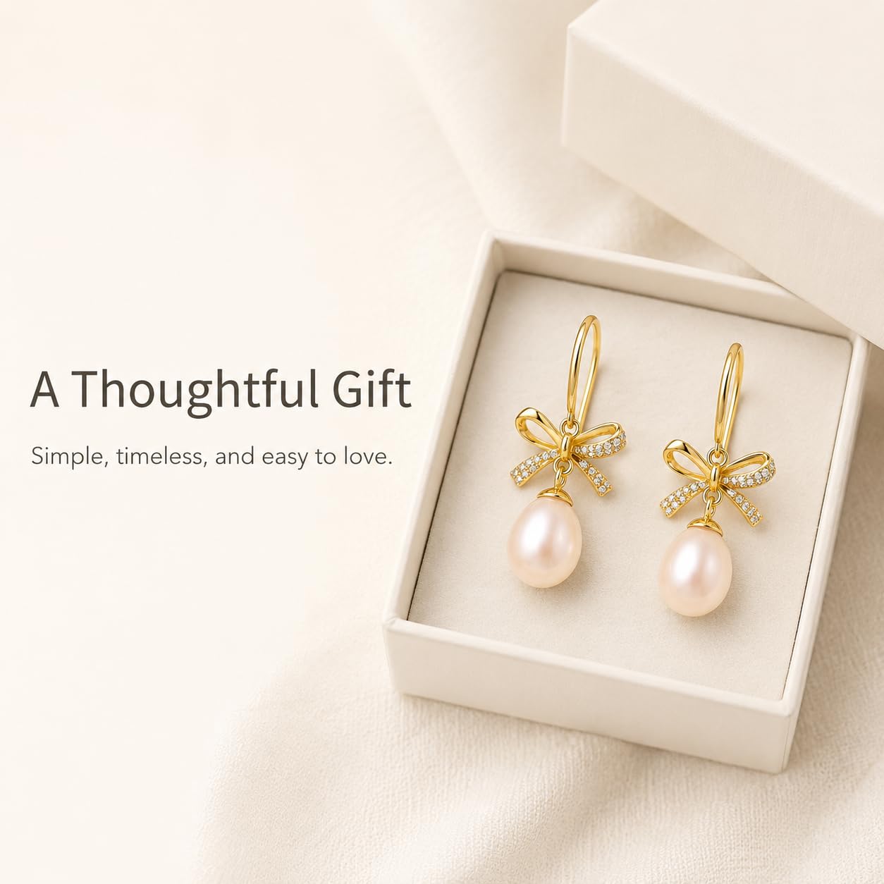 Pearl Drop Earrings for Women, Gold Plated & 925 Sterling Silver, Pink & White Dangle Earrings, Dainty Cute Elegant Bridal Wedding Gift for Her