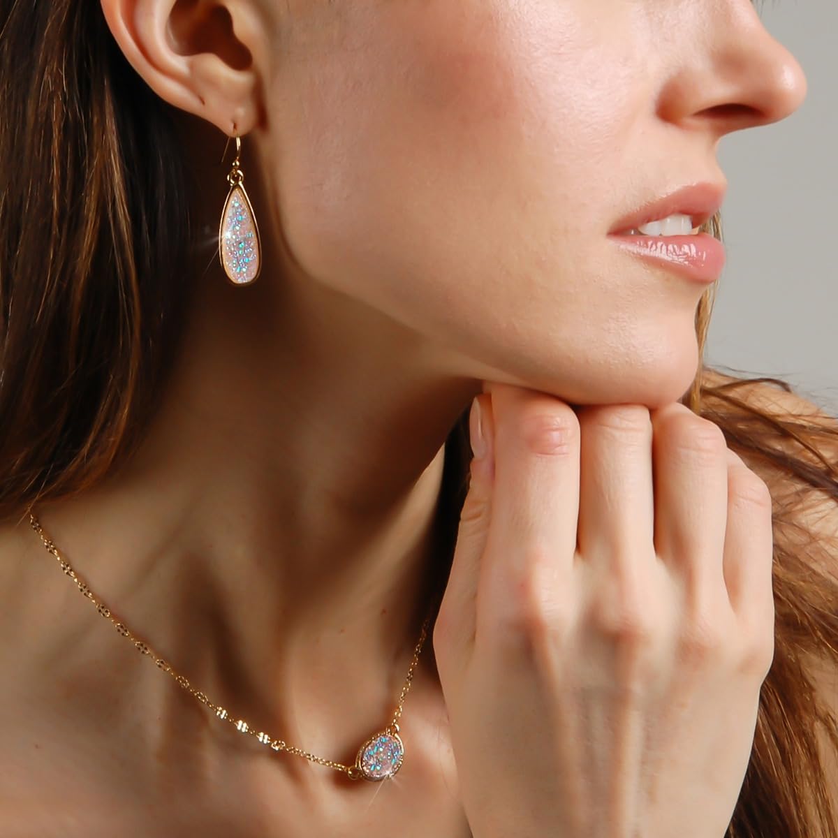 Light Pink Earrings for Women Dangling - Blush Pink Tear Drop Earrings Jewelry, Sparkly Simulated Rose Quartz Faux Druzy Bridal Dangle, Trendy Teardrop Long Dangly Boho Drops, Elegant Wedding Dangles