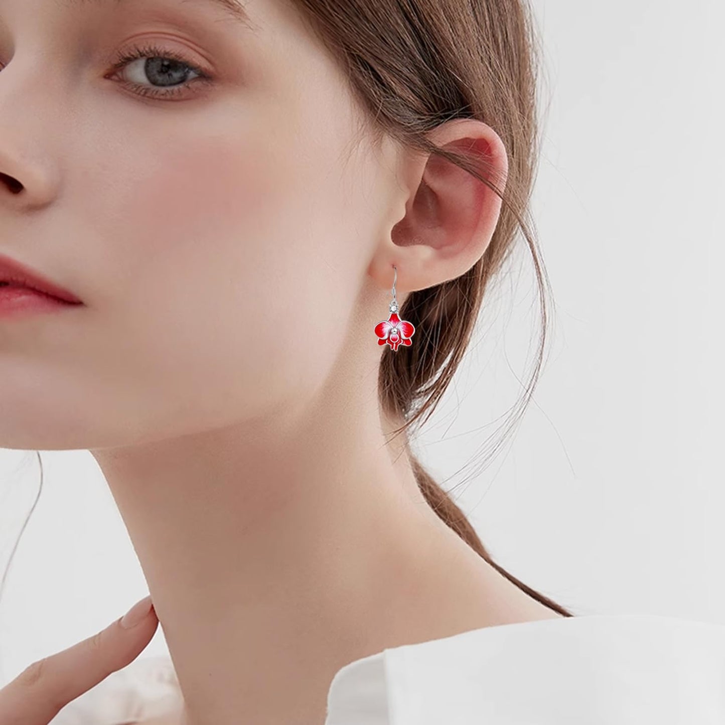 Orchid Earrings 925 Sterling Silver Flower Earrings Orchid Jewelry Gifts for Women