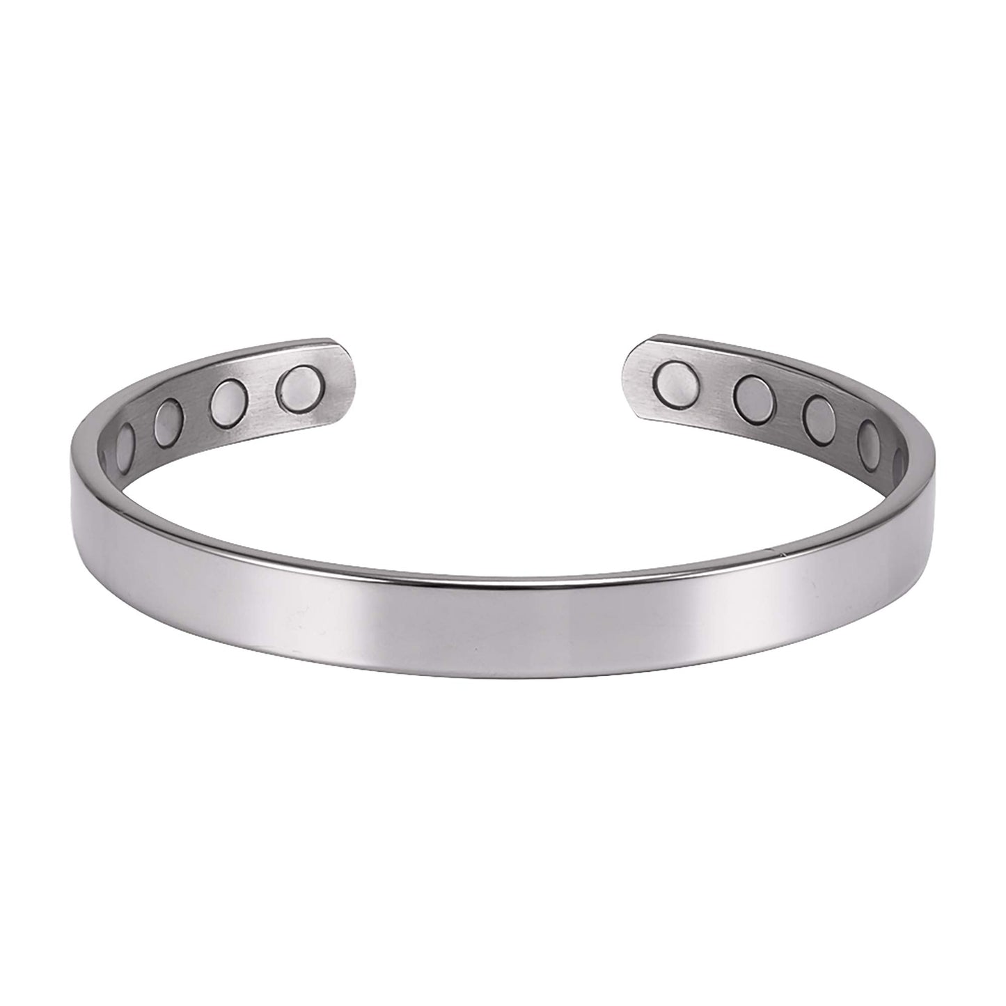 MagnetRX® Magnetic Bracelets for Men & Women - Elegant Bangle Men’s Cuff - Golf/Tennis Elbow & Balance, Stainless Steel Magnetic Bracelets for Women (Polished Silver | Small)