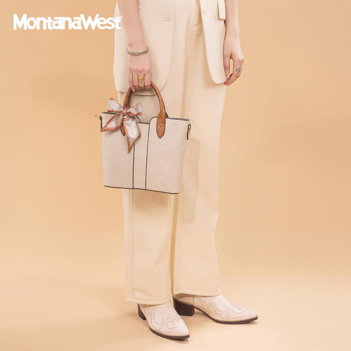 Montana West Small Tote Bags for Women Small Crossbody Purse Cute Satchel Handbag with Detachable Strap Tan MWC-585TN