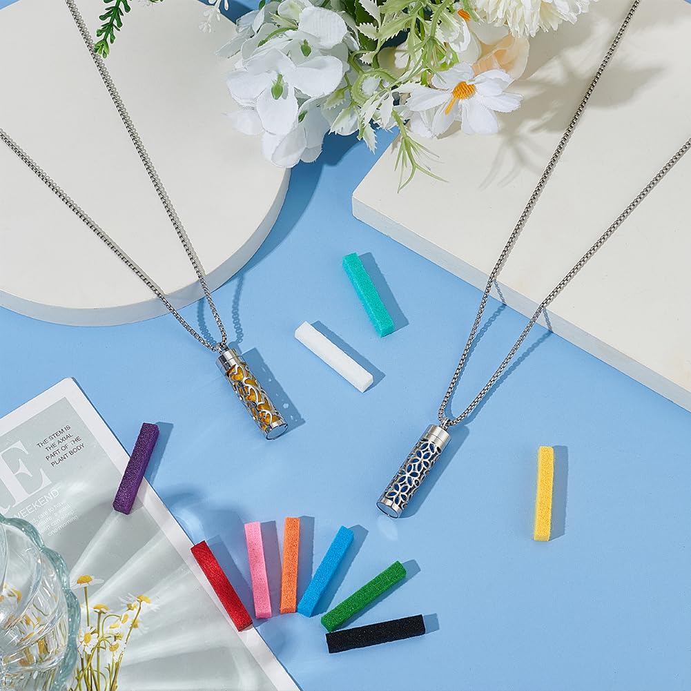 WEBEEDY 2 Pcs Essential Oil Diffuser Necklaces with 40 Felt Pads,Hollow Stainless Steel Diffuser Pendant Aroma Necklace for Women Men Mother's Day Wedding Birthday Aromatherapy Jewelry Gift