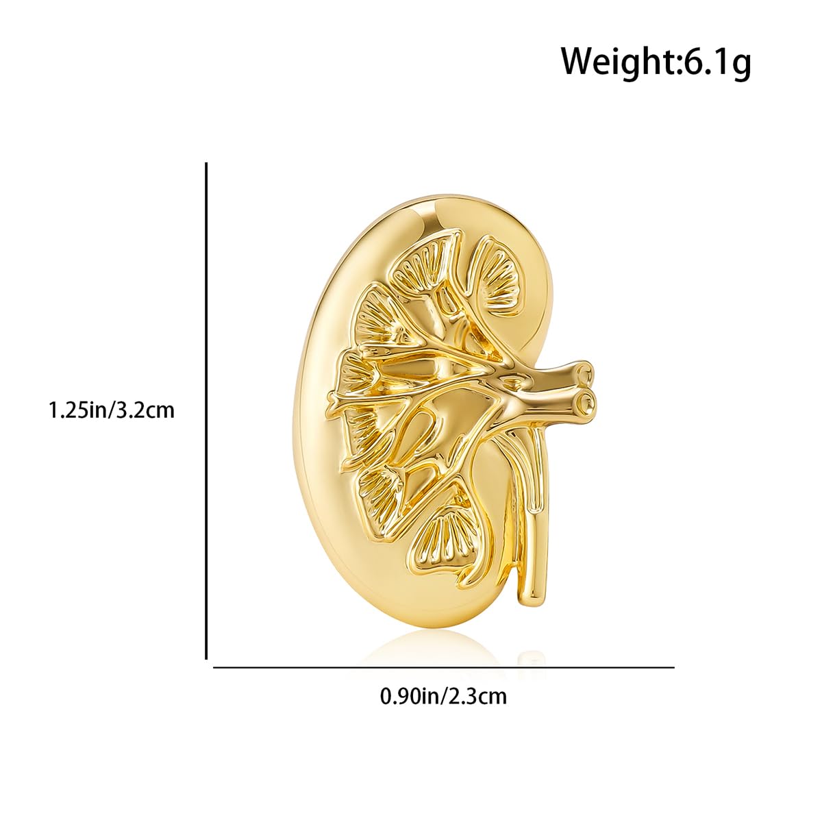 Dr's gift Kidney Anatomy Enamel Brooch Pin14K Plated Gold Renal Lapel Badge Endocrinology Urology Jewelry for Doctors Nurses Medical Students