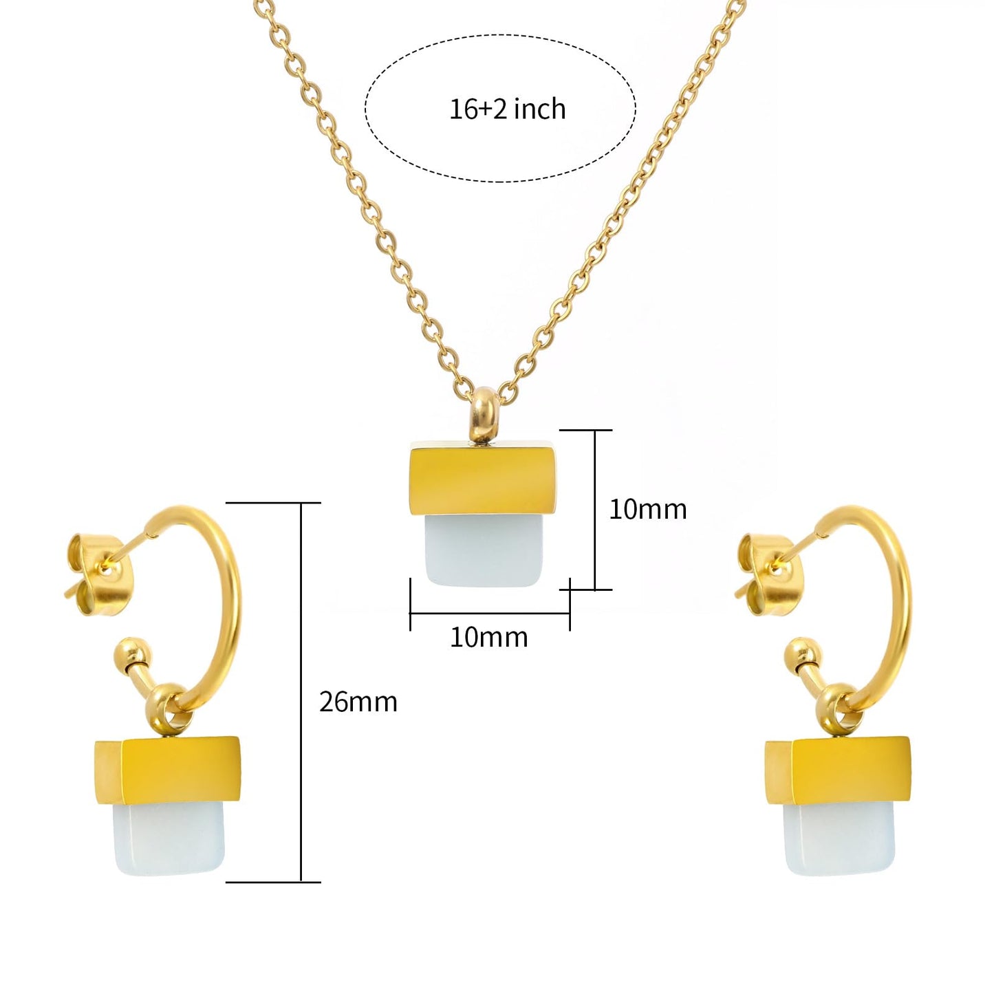 TaYolnFaSo Natural Amazonite Necklace and Earrings Set for Women 18K Gold Plated Amazonite Jewelry Set Square Gemstone Jewelry Gift