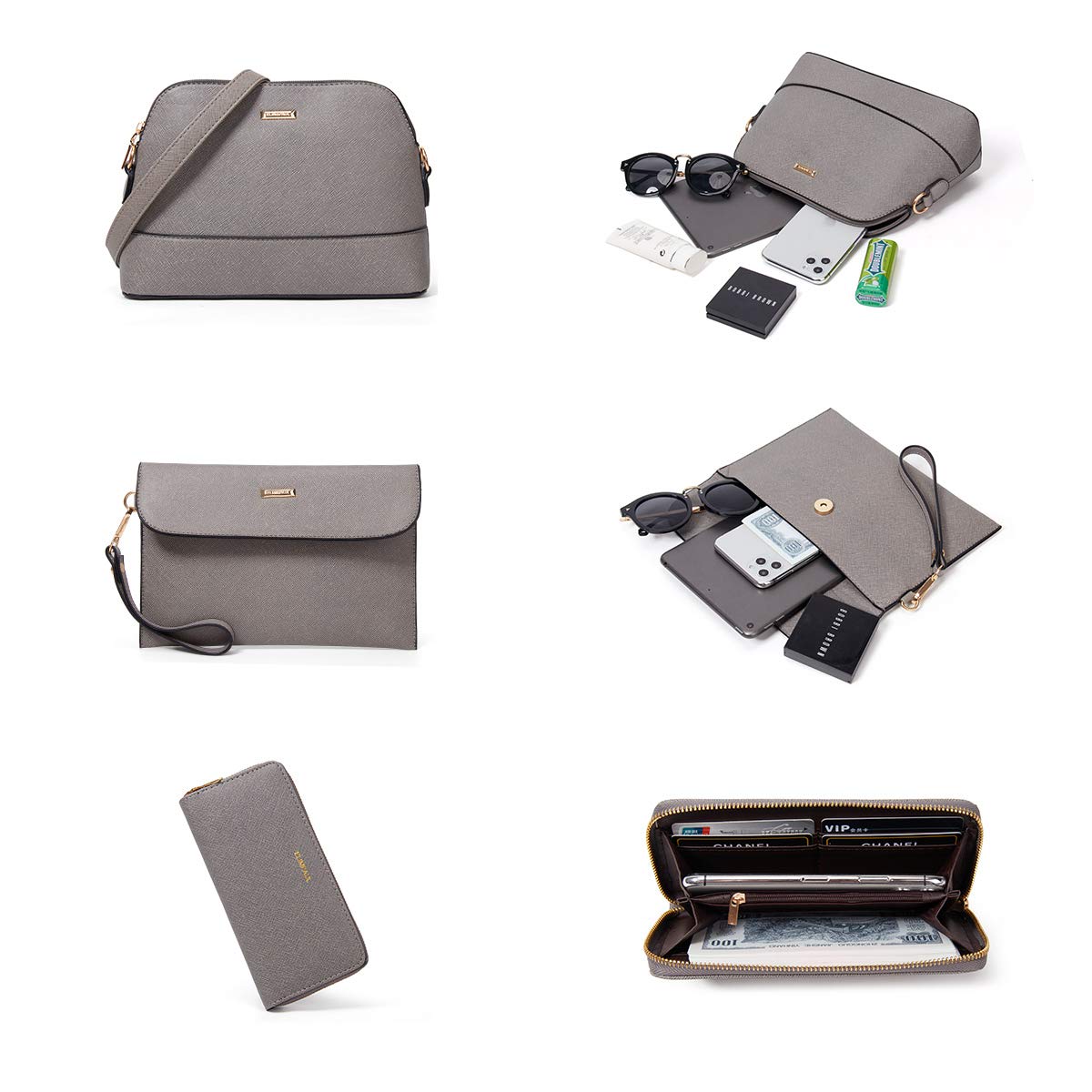 Women Fashion Synthetic Leather Handbags Tote Bag Shoulder Bag Top Handle Satchel Purse Set 4pcs
