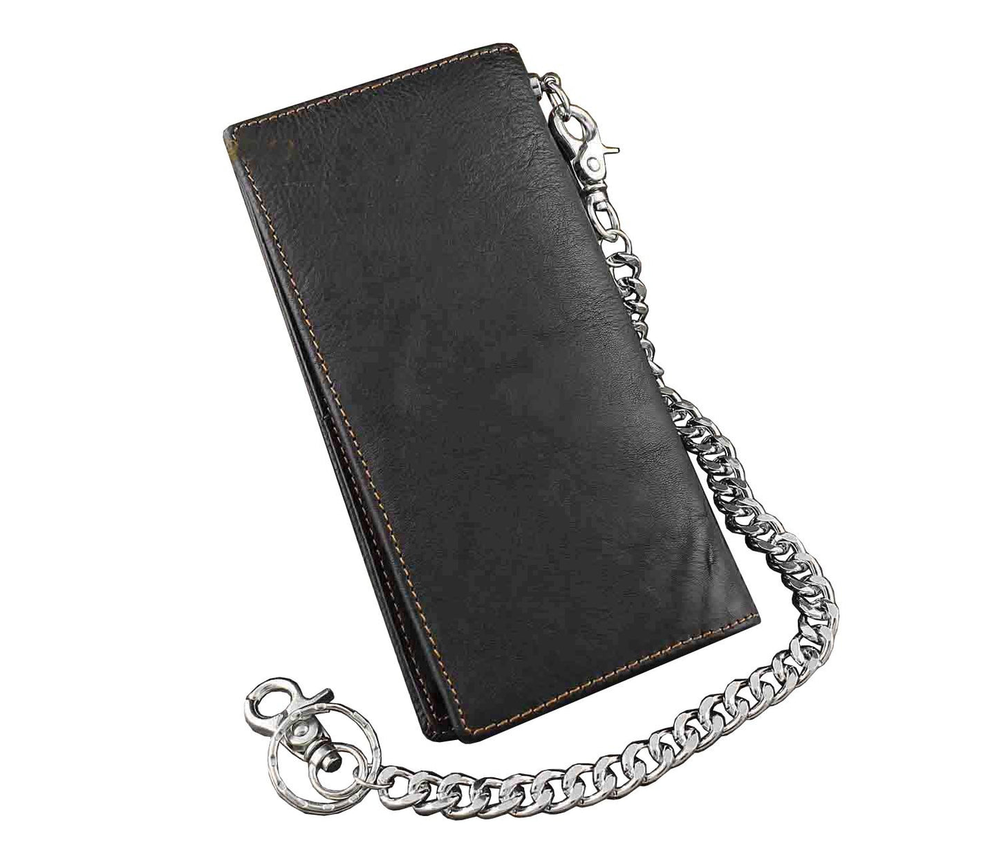 vogueteen Biker Rock Star Concho Mens Card Money Long Black Real Leahter Wallet With Chain