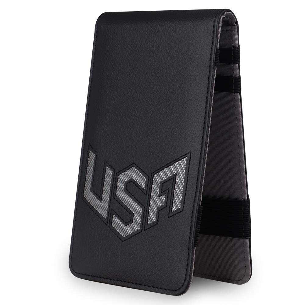 LZFAN Golf Scorecard Holder & Yardage Book Cover, Golf Accessories Black Premium Leather Yardage Book Holders Cover (Grey)