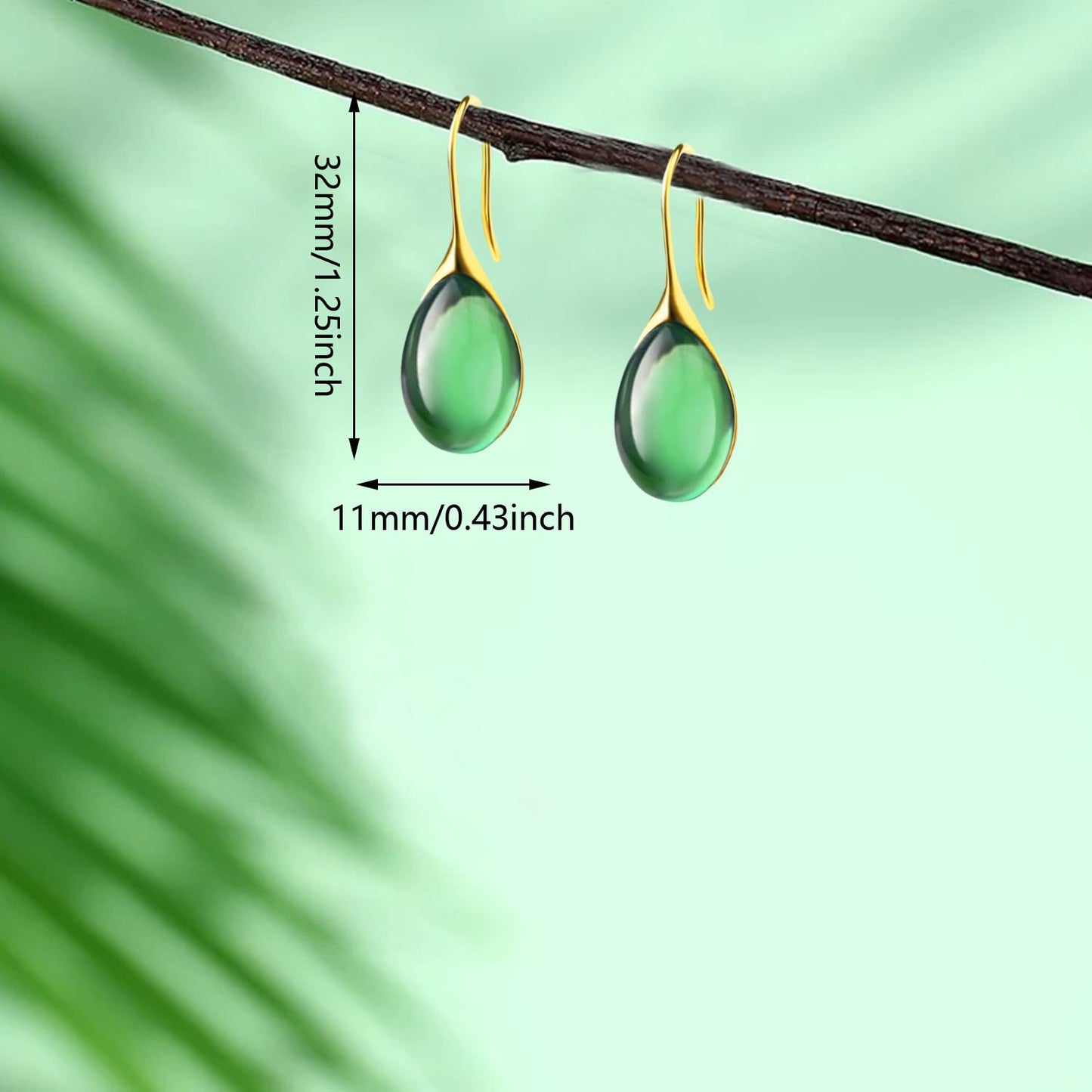 JIMARIN Lightweight Vintage Sparkly Crystal Rhinestone Teardrop Dangle Drop Earrings Bohemian14K Gold Geometry Hook Earring for Women (Gold Green)