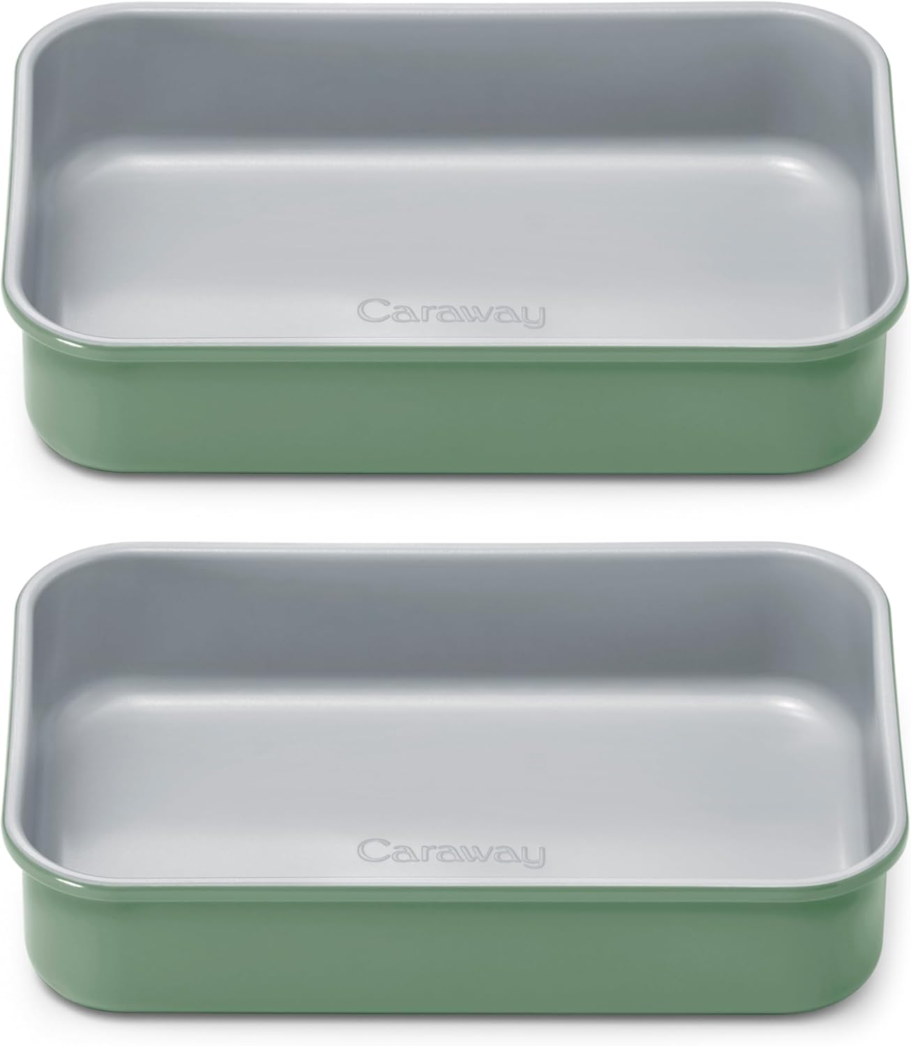 Caraway Nonstick Baking Pan Duo - 9â x 6.5â Deep Ceramic Pan, Non-Toxic & PTFE Free - Sage Color