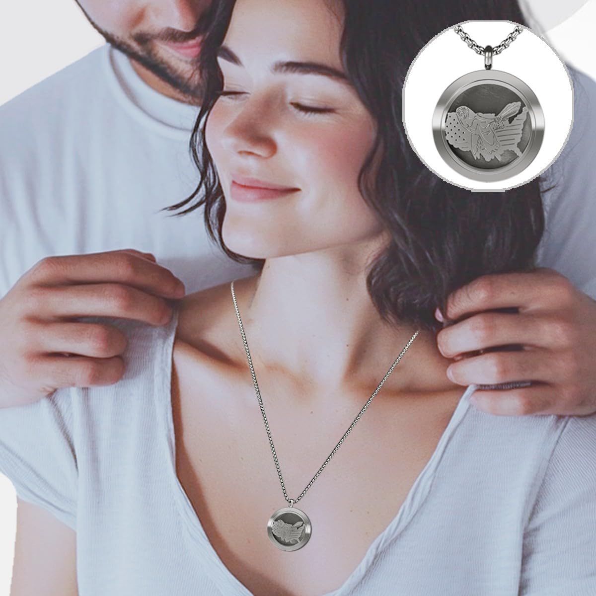 Aromatherapy Diffuser Necklace-Eagles Essential Oil Necklace,Aromatherapy Diffuser Pendant for Men and Women,Portable,Suitable for Yoga,Meditation,Travel,Stress Relief Gift(Silver 30mm)