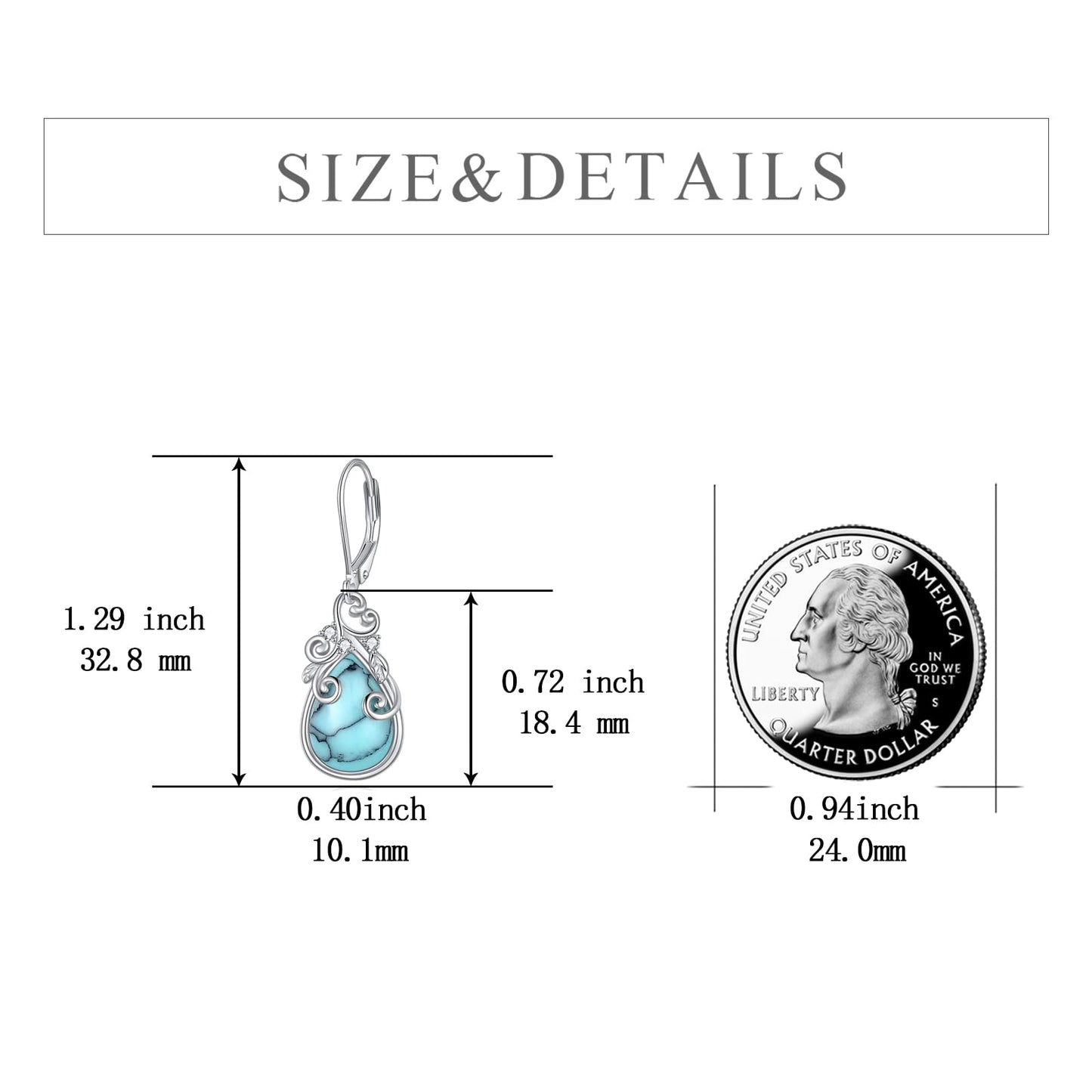 POPLYKE Turquoise Teardrop Drop Dangle Earrings Sterling Silver Leverback Earrings Bohemian Western Jewelry