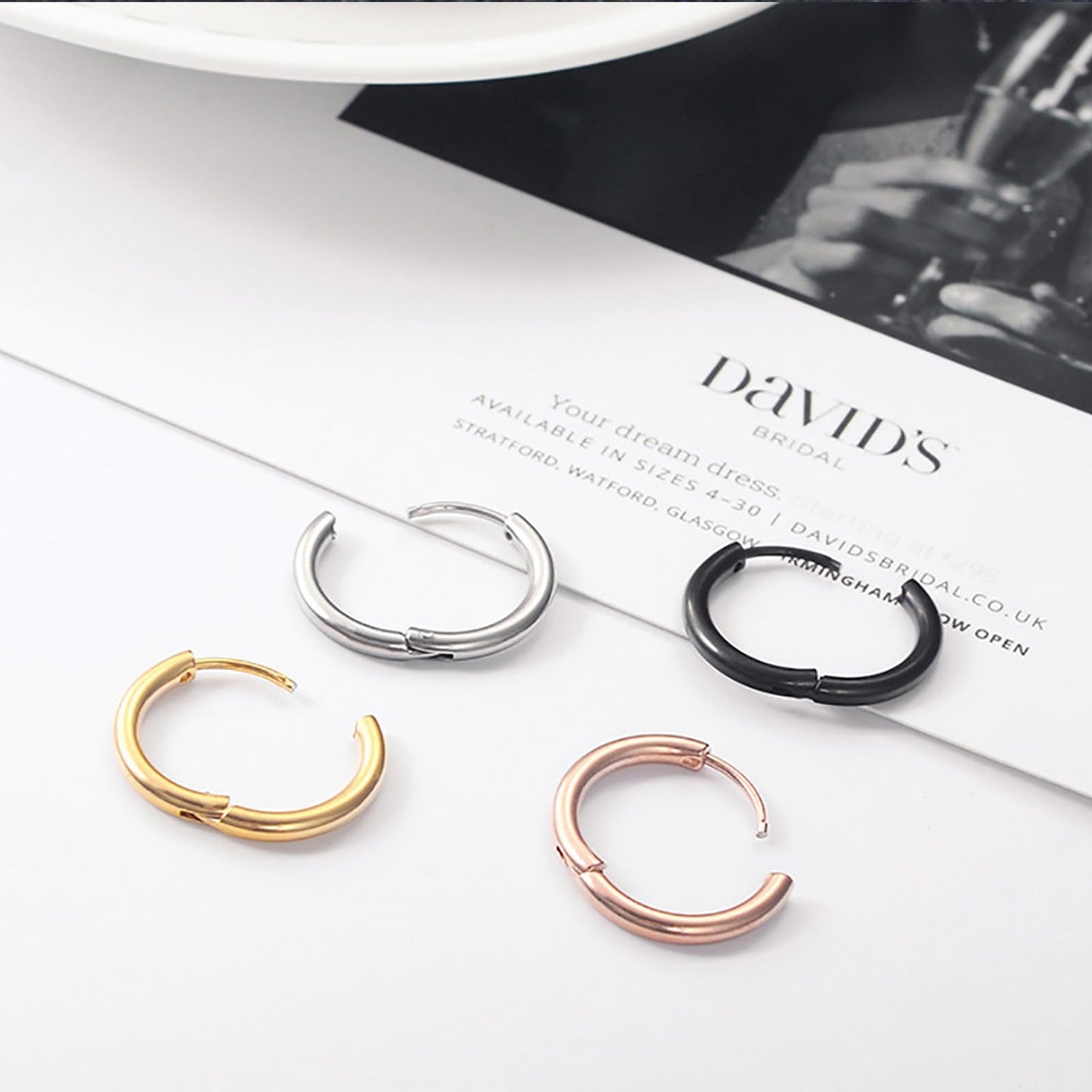 Gabry&jwl 316L Surgical Stainless Steel Hoop Earrings - 6mm, 8mm, 10mm, 12mm Silver Huggie Earrings - Hypoallergenic Cartilage Hoops for Helix, Lobes