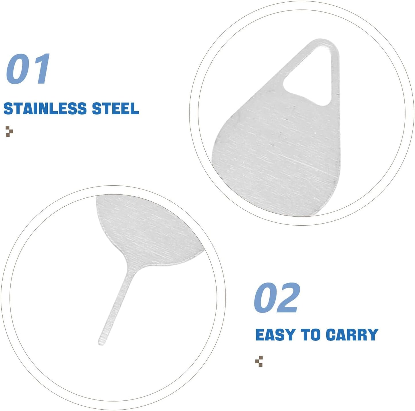 200 INOOMP Pcs Sim Card Ejector Pins Mobile Phone Card Removal Tool Stainless Steel Tray Opening Pin for Smartphone