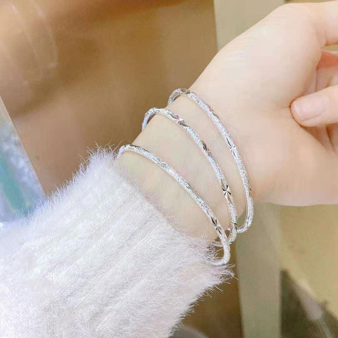 Sterling Silver Bangle Bracelets for Women,Fashion Jewelry Simple Adjustable 925 Silver Cuff Bangles for Women Mom Wife Valentine Mothers Day Gift (Inner diameter 2.56inch)