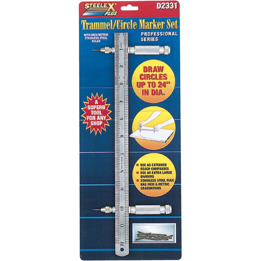 Woodstock International Steelex Plus D2331 Trammel/Circle Marker Set, Silver