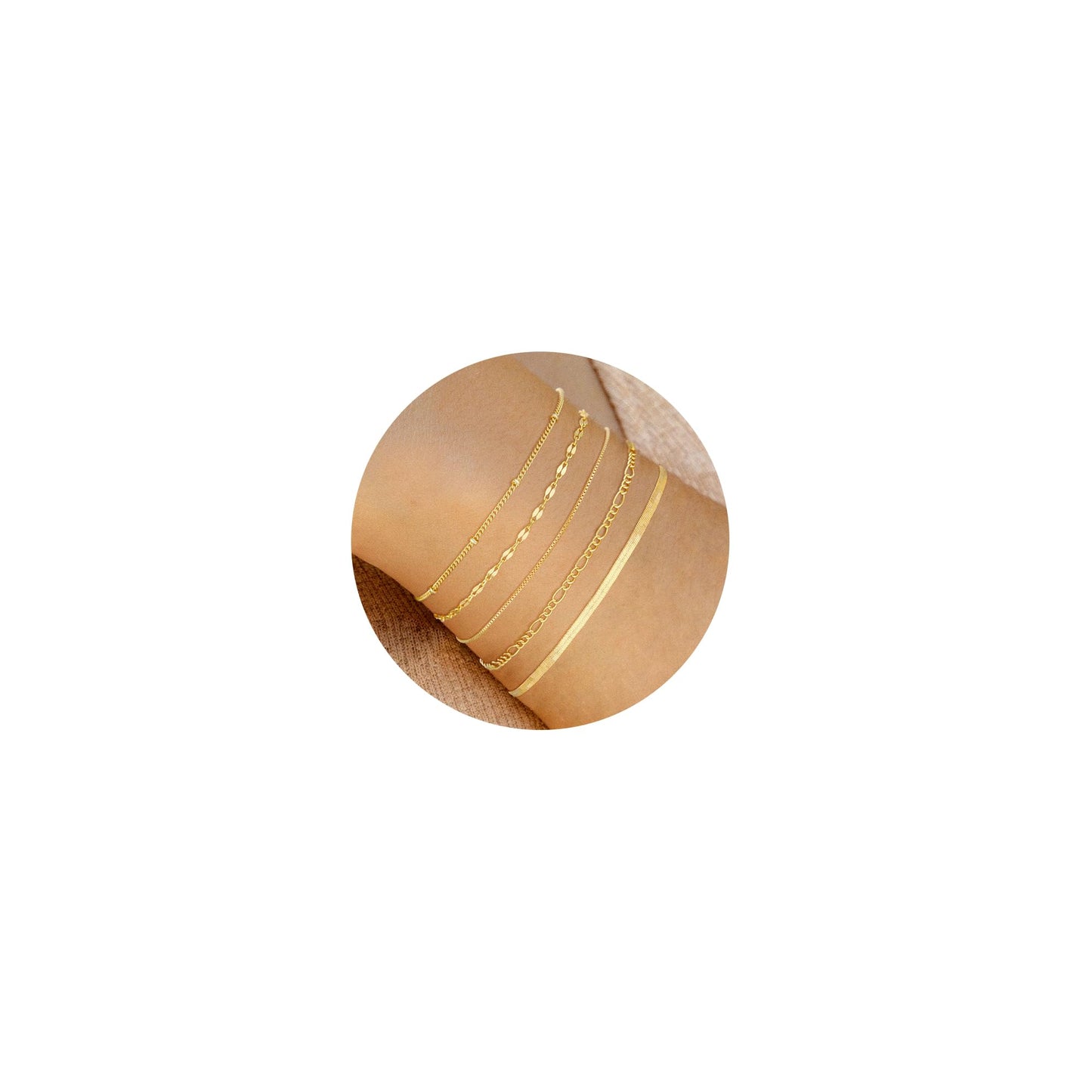 14K Gold Plated Bracelet Set for Women, Dainty Layered Bracelet Stack Simple Tiny Satellite Figaro Snake Chain Box Bracelets Cute Thin Minimalist Fashion Jewelry Gifts for Women Trendy