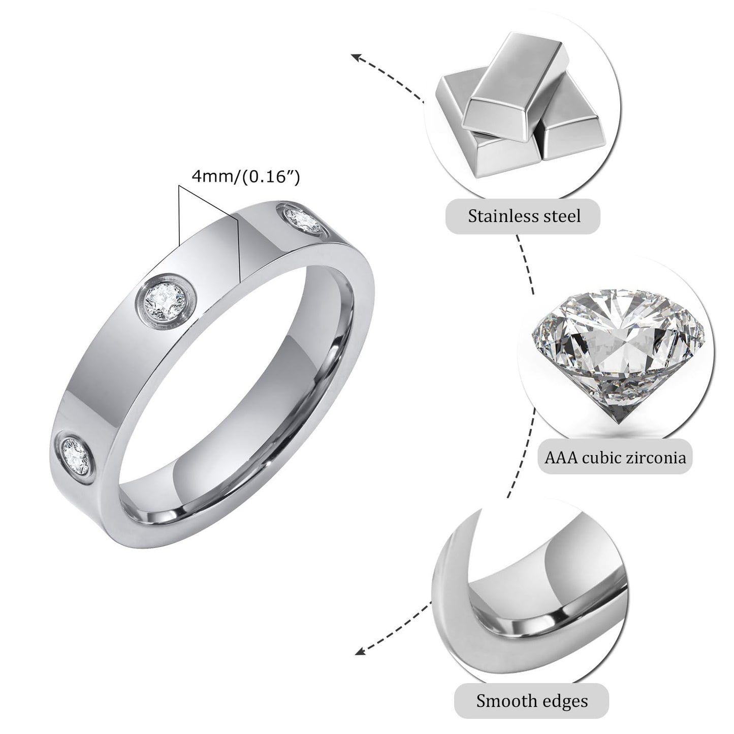 MPRAINBOW Gold Rings for Women, 18K Gold Plated Stainless Steel Cubic Zirconia Friendship Band Wedding Party Trendy Jewelry Gift Non-tarnish,Christmas Birthday Gift for Girlfriend
