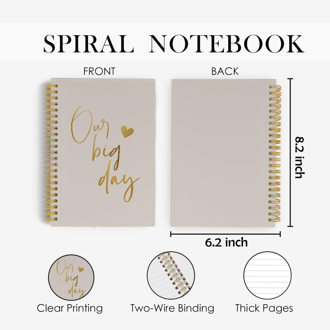 ANIANG Wedding Notebook, Wedding Journal, Wedding Engagement Gifts 5.5"x8.3" 164pages Lined Notebooks College Ruled, Wedding Planner Book and Organizer, Our Big Day Notebook for Wedding Reception