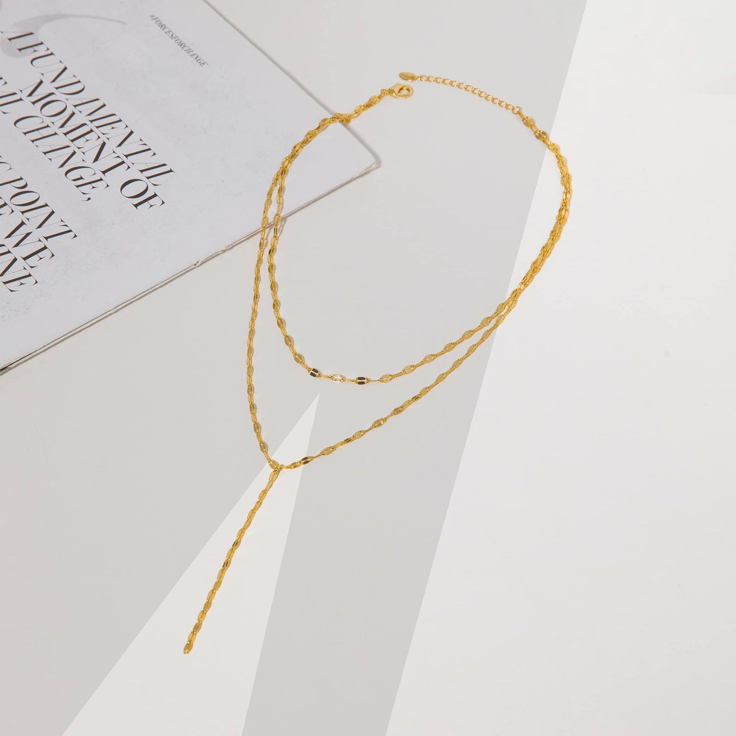 Fwlisesa Chunky Gold Necklace Stack, Dainty Choker Necklace 14k Gold Plated Layered Long Necklace Simple Layering Gold Chain Necklace Fashion Layering Chunky Chain Choker Womens Jewelry for Women