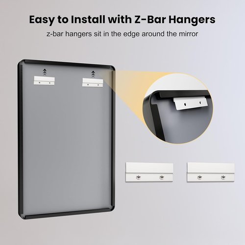 LOAAO Black Metal Framed Bathroom Mirror - Large Rounded Rectangle, Anti-Rust Tempered Glass, 50x30 Inch