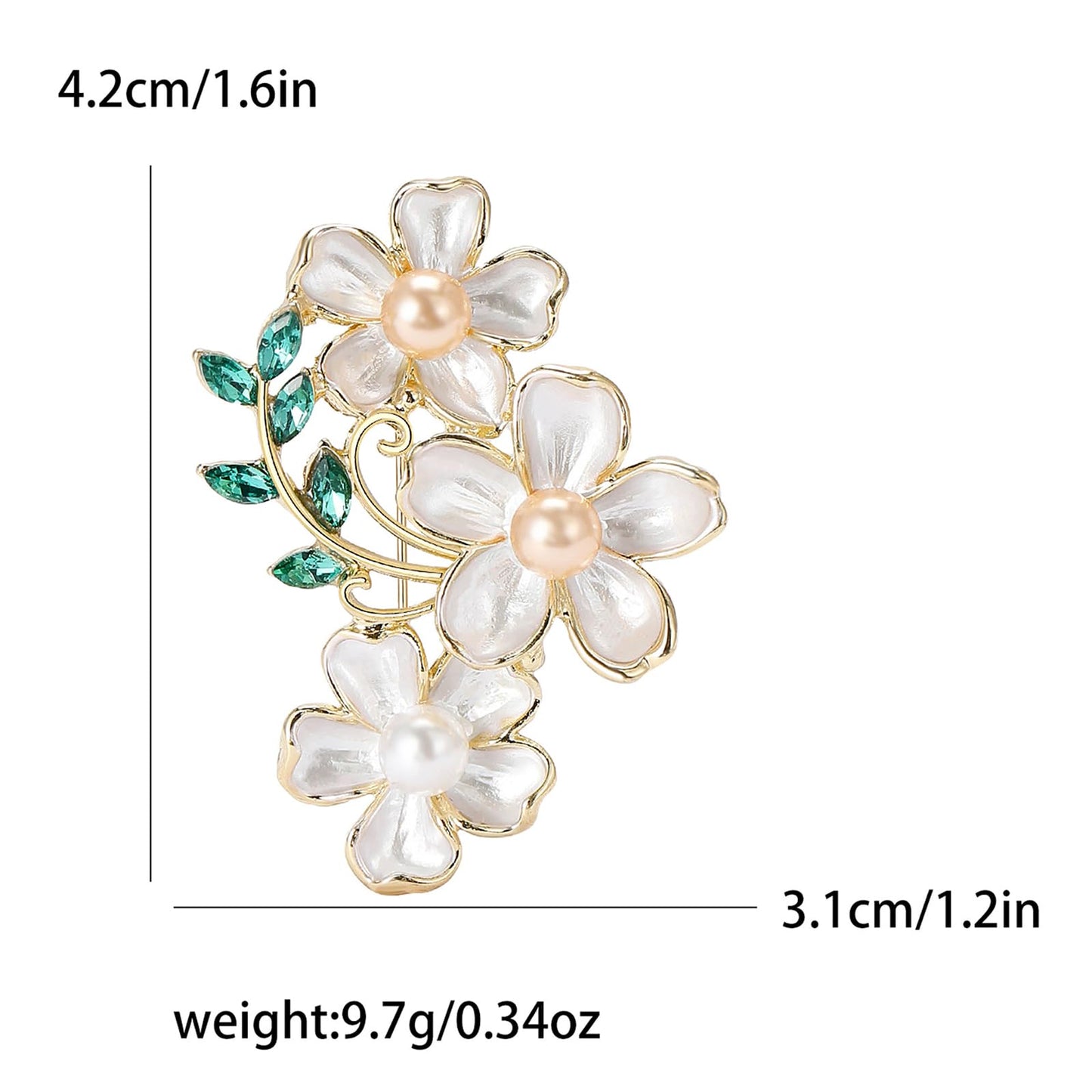 Camellia Flower Brooch for Women Luxury Pearl Flower Brooches Rhinestone Floral Pin Sweater Coat Dress Accessories Gifts for Mother's Day Party Wedding