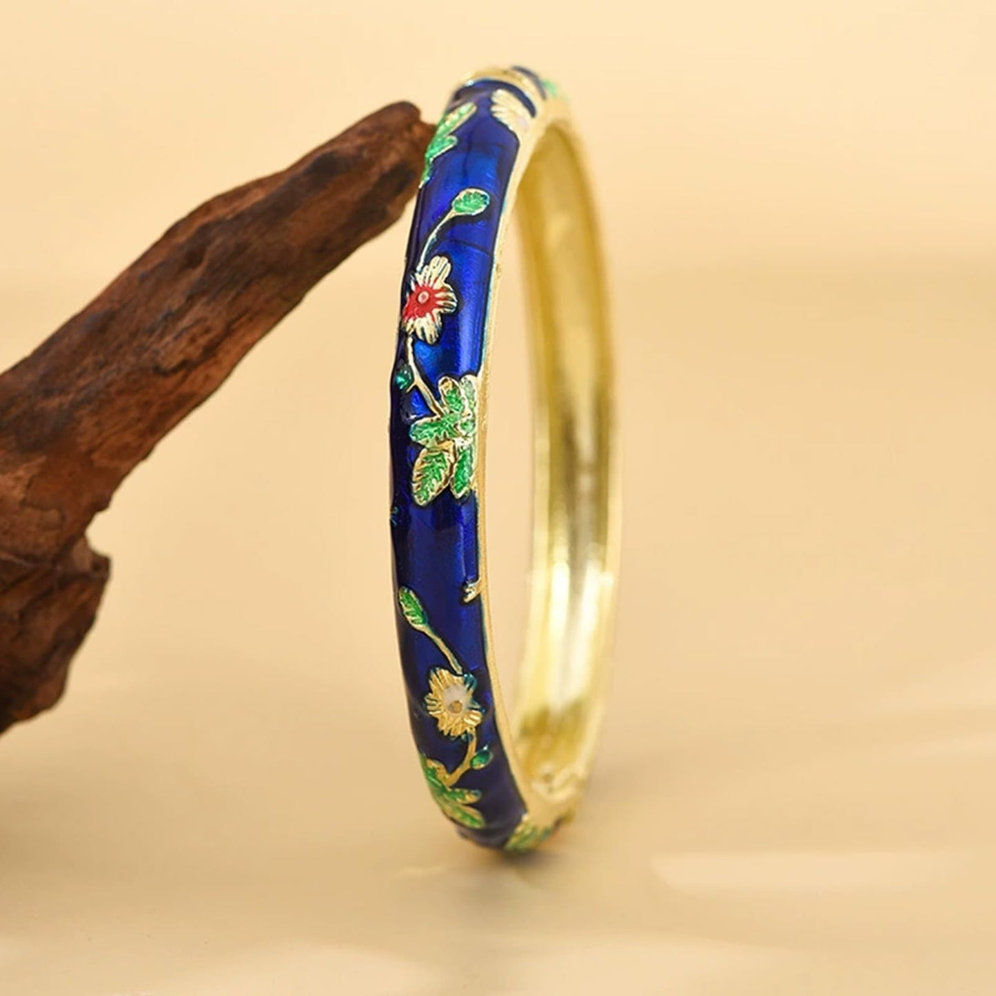 KummerSaprk Vintage Flower Bangle for Women Chinoiserie Cloisonne Bracelet for Women Trendy Women's Bangle Bracelets Cloisonne Jewelry Gifts