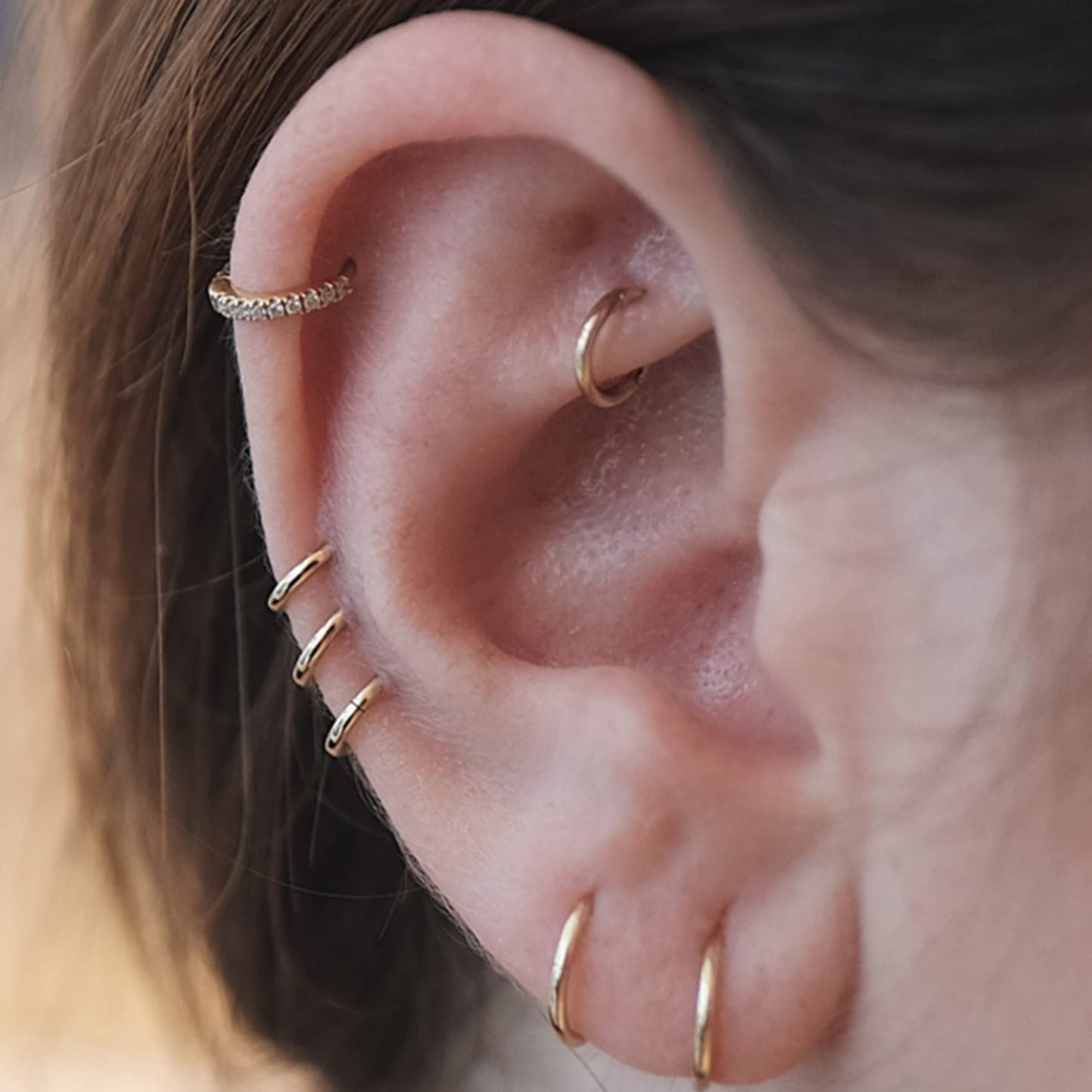 EPIRORA Silver Hoop Earrings- Cartilage Earring Small Hoop Earrings for Women Men,4 Pairs of Hypoallergenic 925 Sterling Silver Tragus Earrings(Gold,8mm/10mm/12mm/14mm)