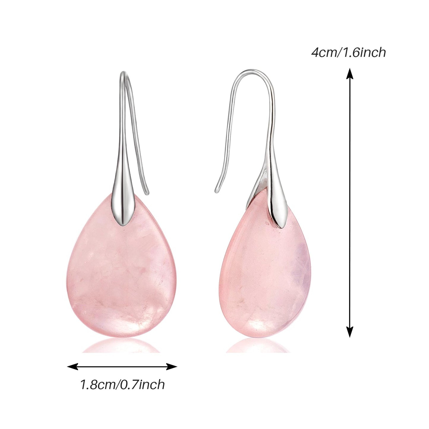 SELOVO Pink Agate Stone Fishhook Dangly Drop Earrings for Women Silver Tone