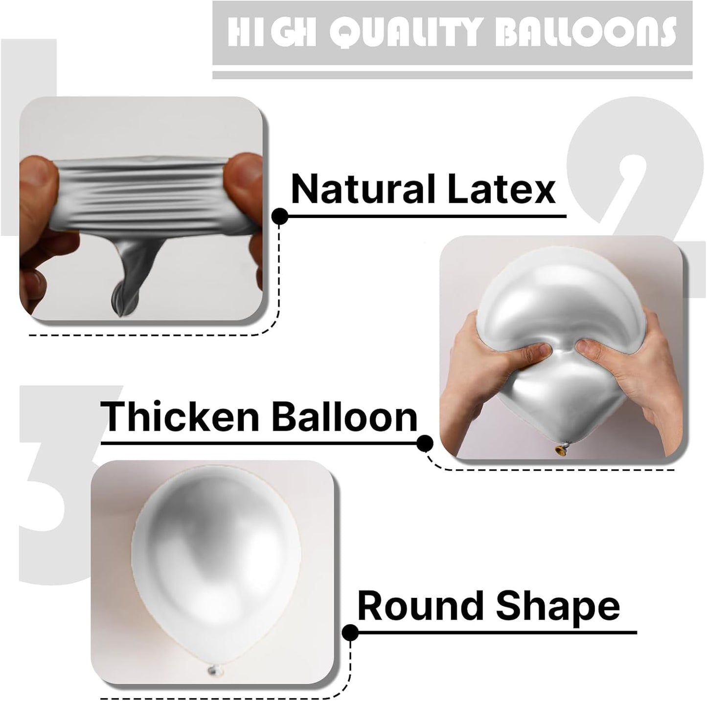 PartyWoo Silver Balloon Arch Kit - 155 Pcs in Various Sizes for Birthday, Graduation, Wedding Decor