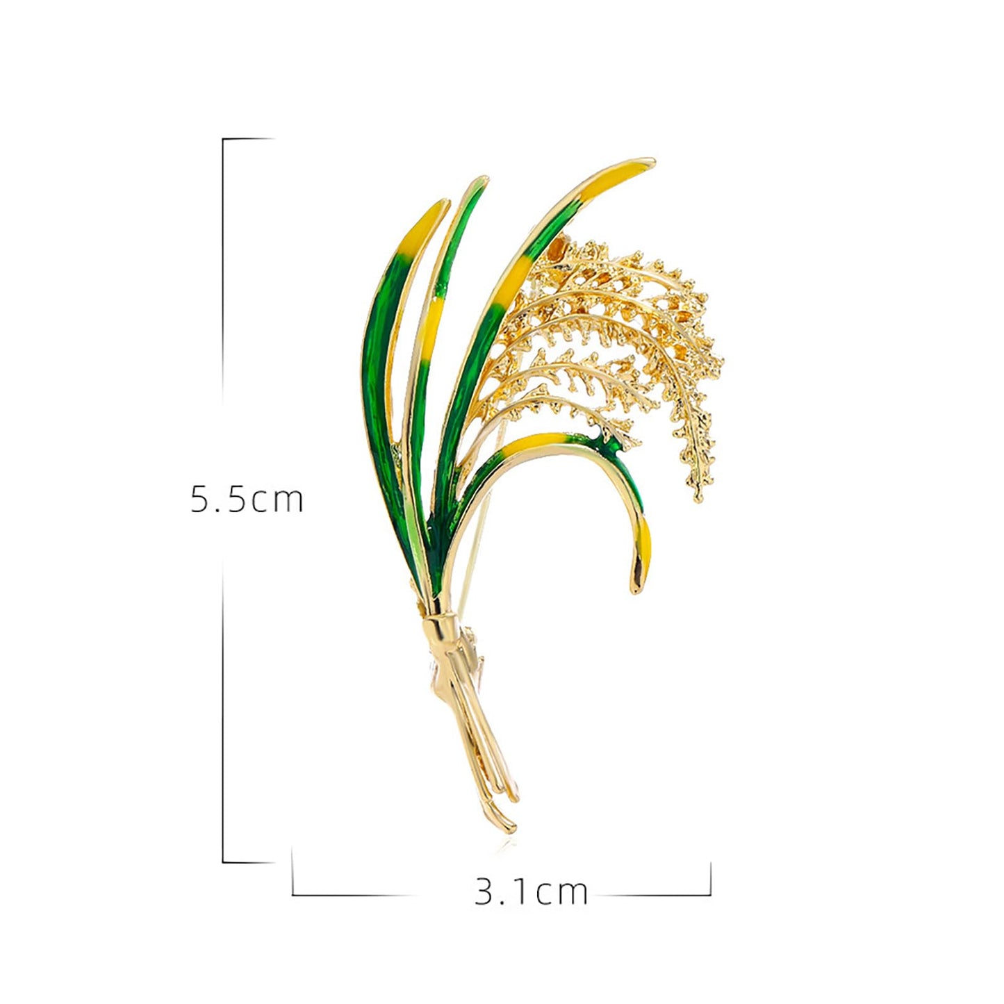 Wheat Brooch for Women Drip Oil Wheat Flower Brooch Delicate Bouquet Lapel Pin Coat Shirt Corsage Suit Anniversary Jewelry Mother's Day Gift